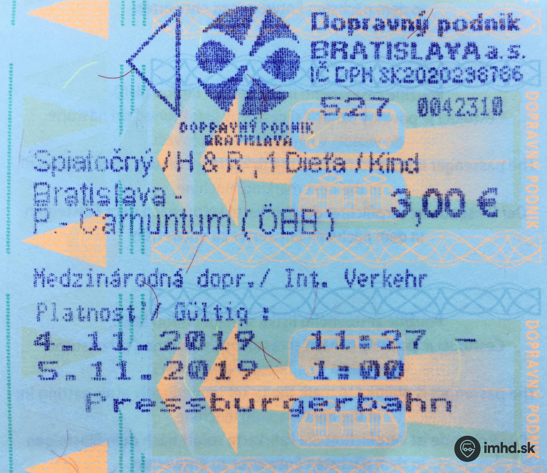Cezhraničný lístok Pressburgerbahn